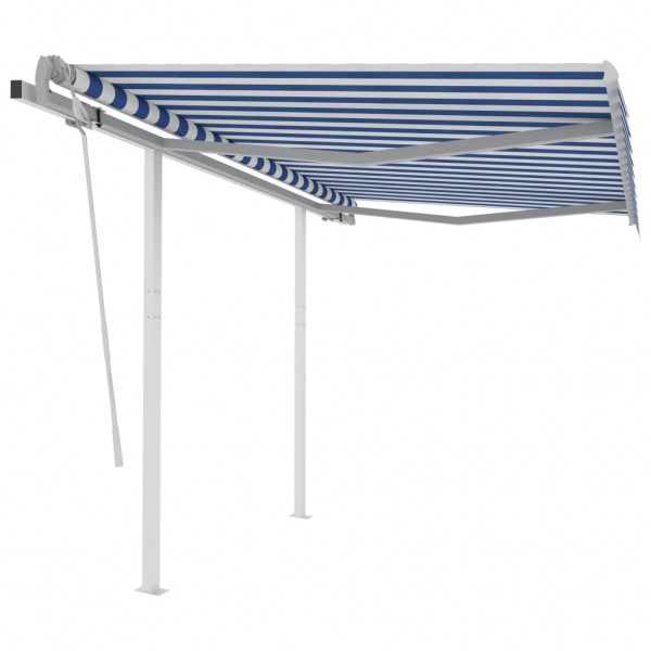 Toldo manual retráctil con LED azul y blanco 3x2.5 m