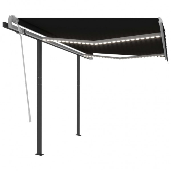 Toldo manual retráctil con LED gris antracita 3x2.5 m