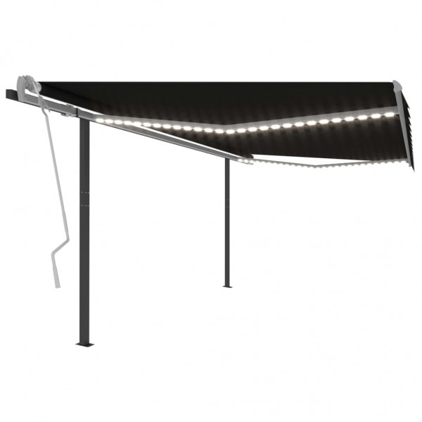 Toldo manual retráctil con LED gris antracita 4.5x3.5 m