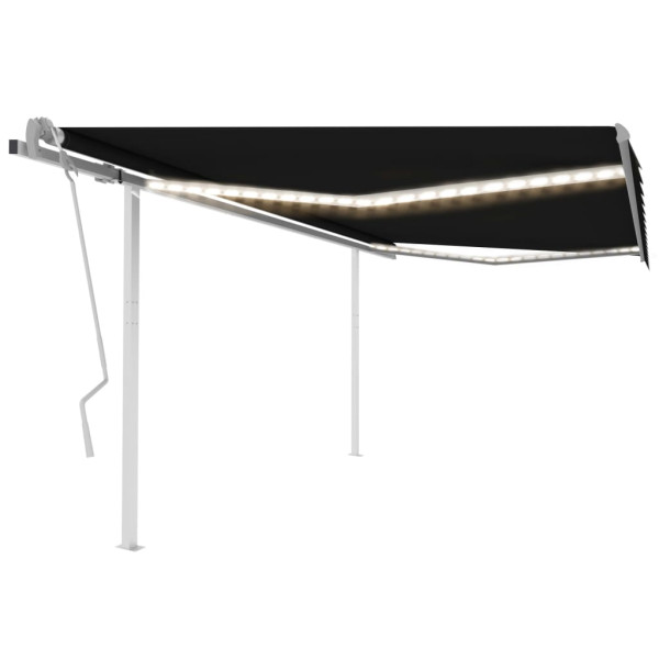 Toldo manual retráctil con LED gris antracita 4x3.5 m