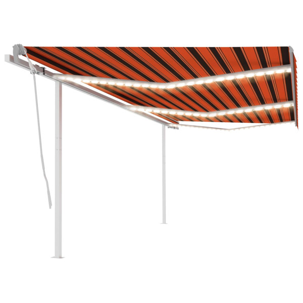 Toldo manual retráctil con LED naranja y marrón 6x3.5 m