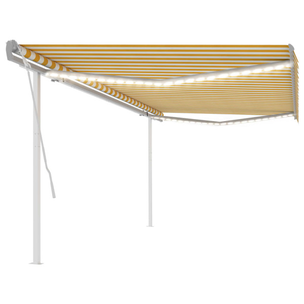 Toldo manual retráctil con luz LED amarillo y blanco 5x3.5 m