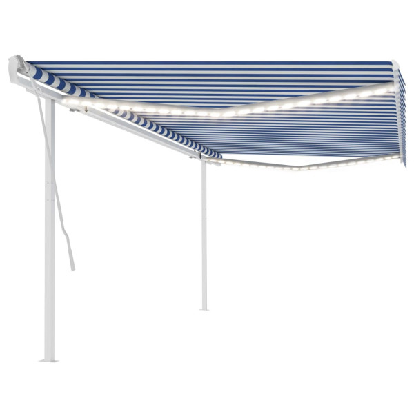 Toldo manual retráctil con luz LED azul y blanco 5x3.5 m