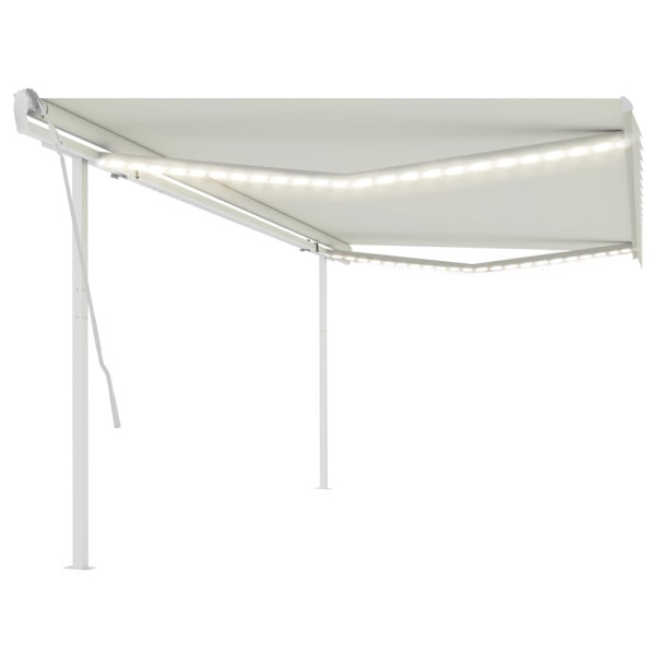 Toldo manual retráctil con luz LED crema 5x3.5 m