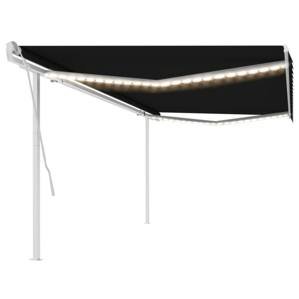 Toldo manual retráctil con luz LED gris antracita 5x3.5 m