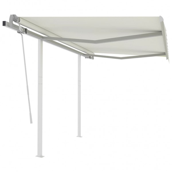 Toldo manual retráctil con postes color crema 3x2.5 m