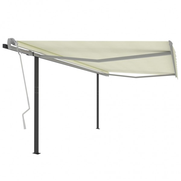 Toldo manual retráctil con postes crema 4x3 m