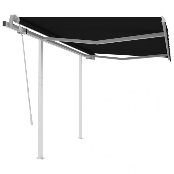 Toldo manual retráctil con postes gris antracita 3x2.5 m
