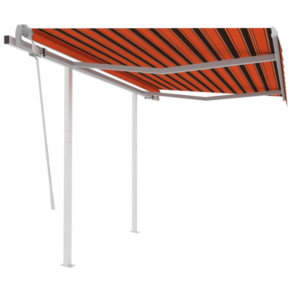 Toldo manual retráctil con postes naranja y marrón 3x2.5 m