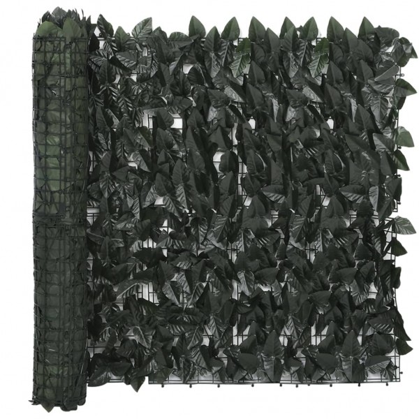 Toldo para balcón con hojas verde oscuro 500x75 cm