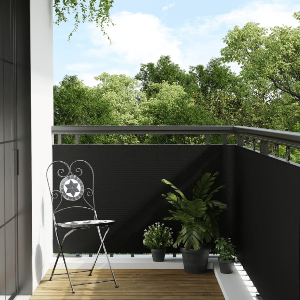 Toldo para balcón ratán sintético negro 300x90 cm