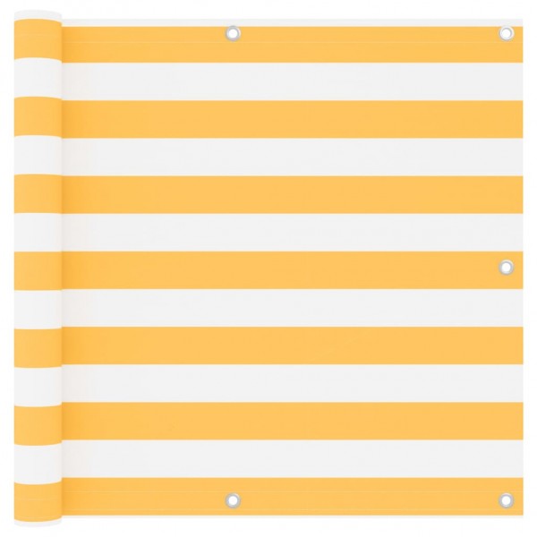 Toldo para balcón tela oxford blanco y amarillo 90x500 cm