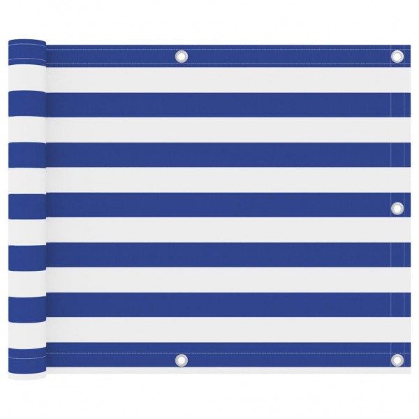 Toldo para balcón tela oxford blanco y azul 75x400 cm