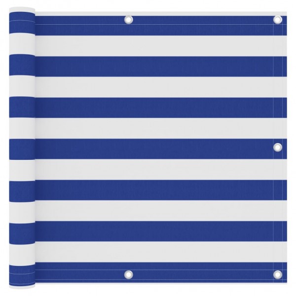 Toldo para balcón tela oxford blanco y azul 90x500 cm