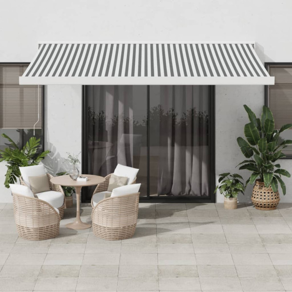 Toldo retráctil aluminio y tela gris antracita y blanco 4.5x3 m
