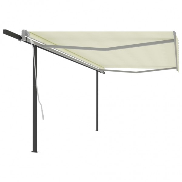 Toldo retráctil automático con postes crema 5x3.5 m
