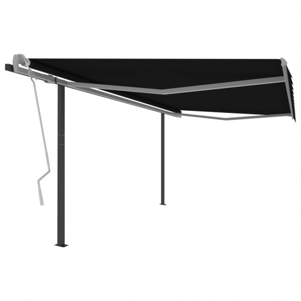Toldo retráctil automático con postes gris antracita 4.5x3.5m