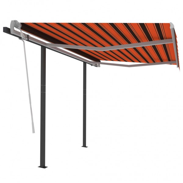 Toldo retráctil automático con postes naranja y marrón 3.5x2.5m