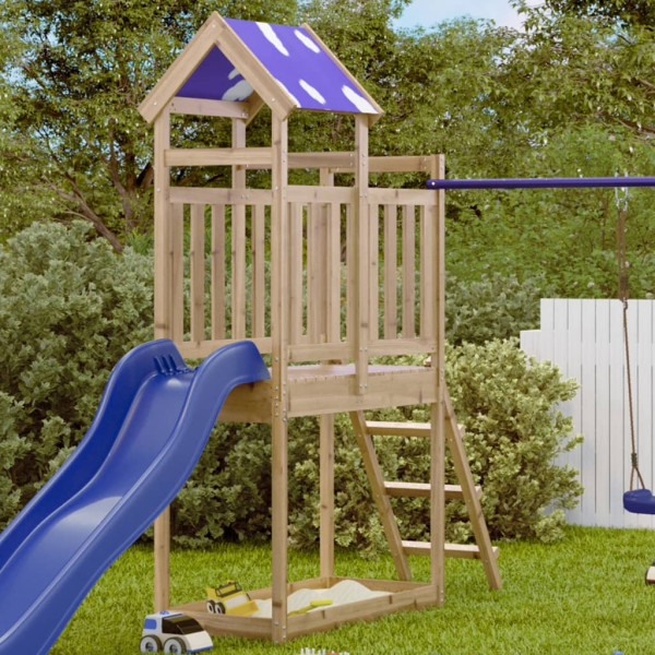 Torre de juegos con escalera madera de pino 110.5x52.5x215 cm