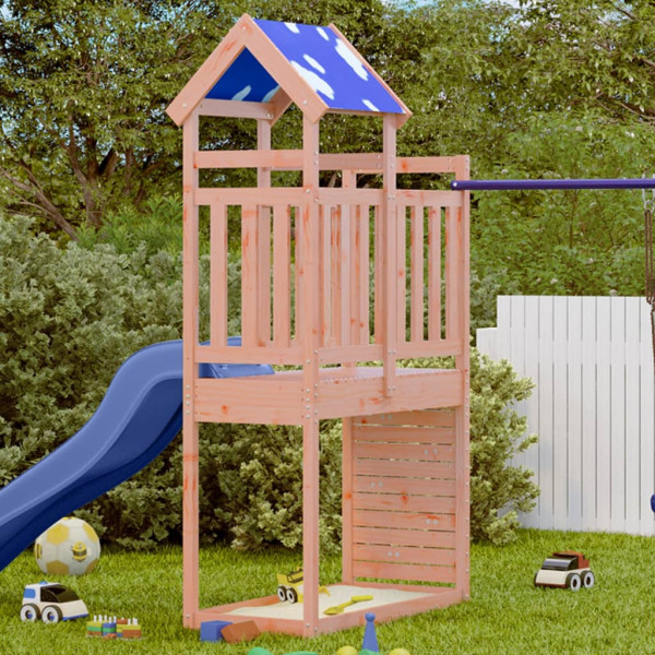 Torre de juegos con pared escalada madera pino 110.5x52.5x215cm