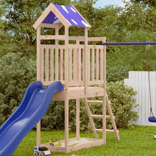 Torre de juegos escalera madera maciza pino 110.5x52.5x215 cm