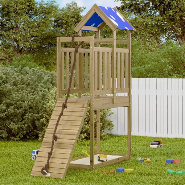 Torre de juegos madera de pino impregnada 110.5x52.5x215 cm