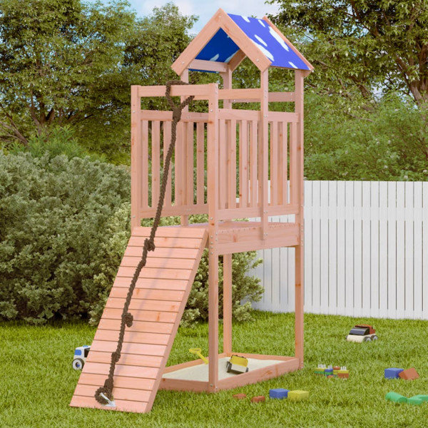 Torre de juegos madera maciza abeto Douglas 110.5x52.5x215 cm