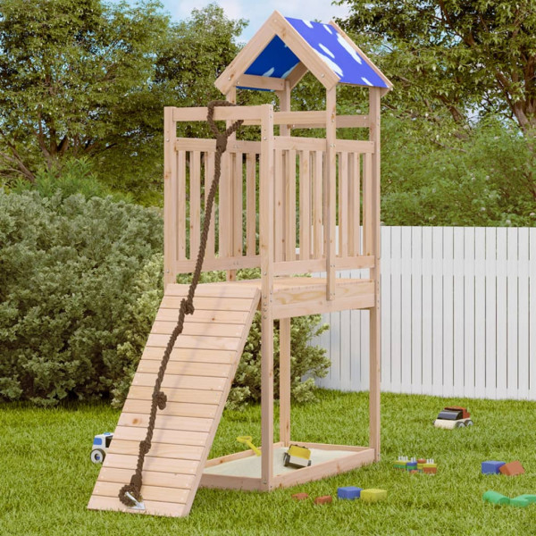 Torre de juegos madera maciza de pino 110.5x52.5x215 cm