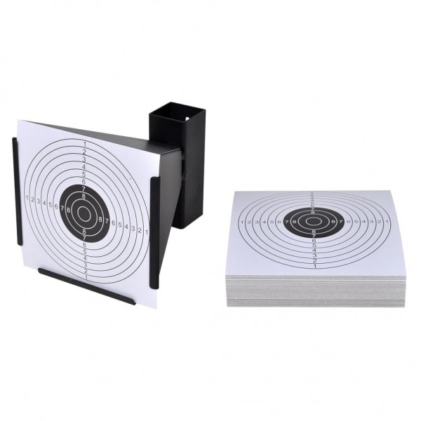 Trampa de perdigones soporte dianas 14 cm + 100 dianas de papel