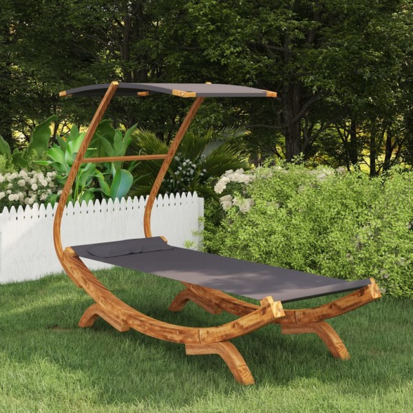 Tumbona con dosel madera curvada gris antracita 100x190x134 cm