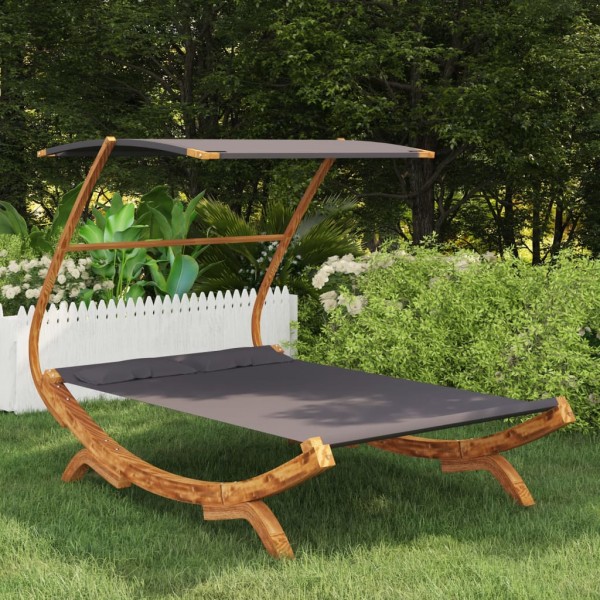 Tumbona con dosel madera curvada gris antracita 165x203x138 cm