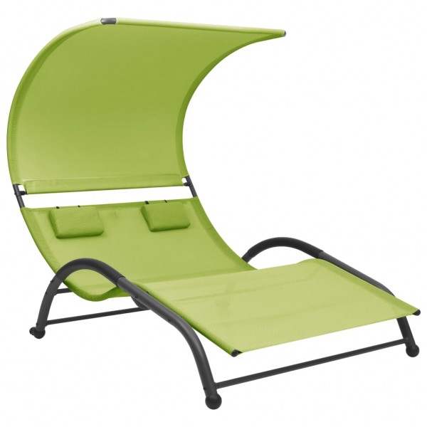 Tumbona doble con toldo textilene verde