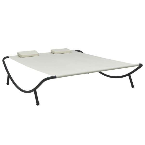Tumbona doble de exterior de tela color crema