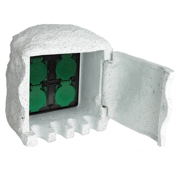 Unidad De Enchufe De Jardín 4 Tomas De Corriente Impermeable Blanca