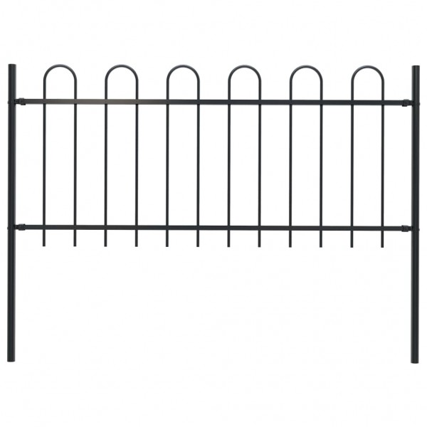 Valla de jardín con puntas de aro acero negro 1.7 m