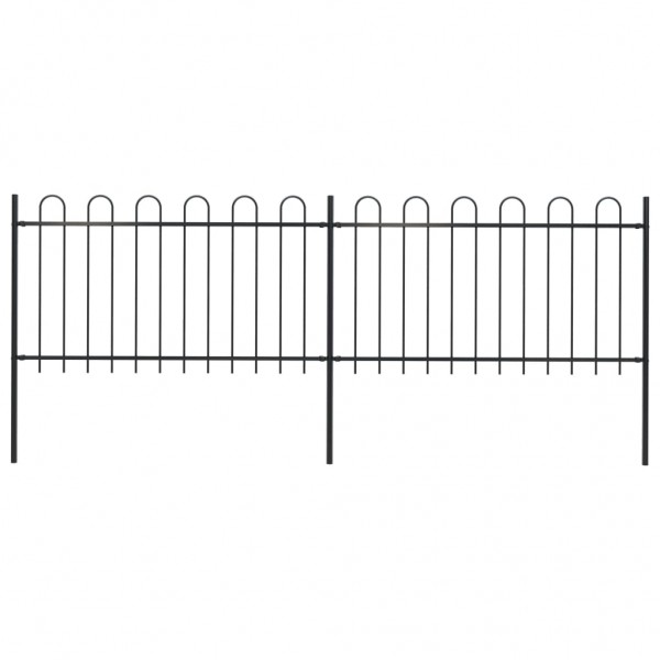 Valla de jardín con puntas de aro acero negro 3.4x1 m