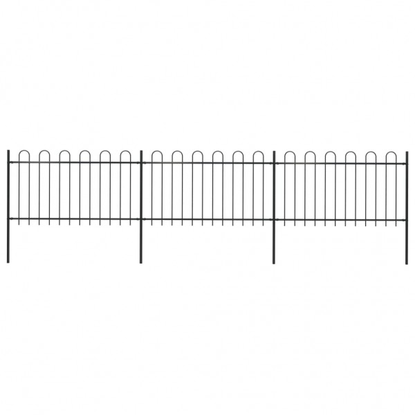 Valla de jardín con puntas de aro acero negro 5.1x1 m