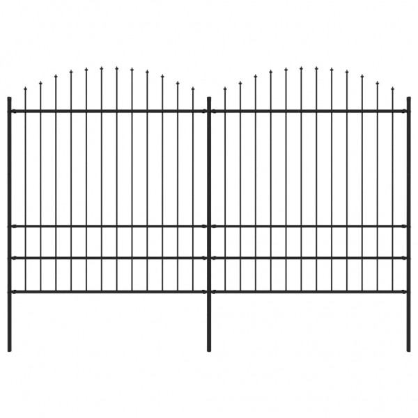 Valla de jardín con puntas de lanza acero negro (1.75-2)x3.4 m