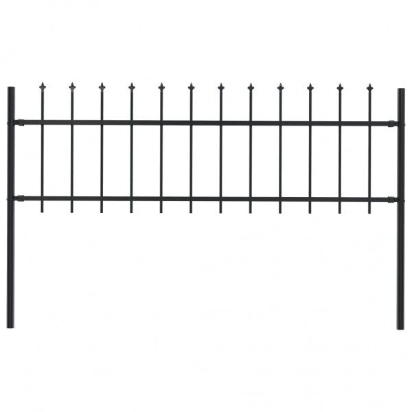 Valla de jardín con puntas de lanza acero negro 1.7x0.6 m