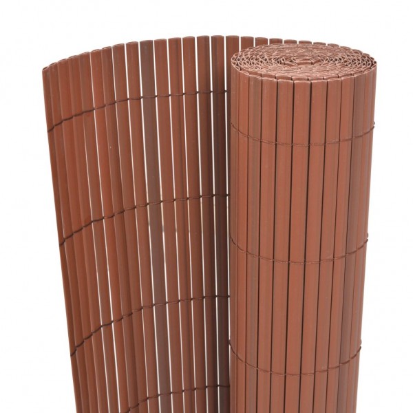 Valla de jardín de doble cara marrón PVC 90x300 cm