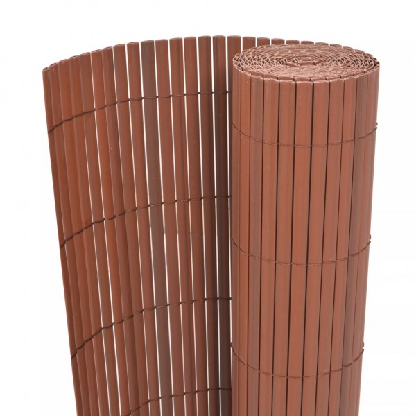 Valla de jardín de doble cara PVC marrón 90x500 cm