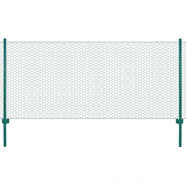 Valla de malla alambre con postes acero 25x0.75 m verde