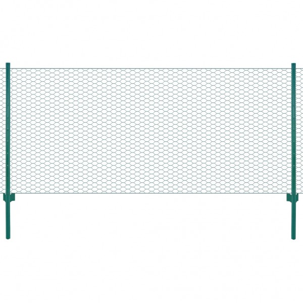 Valla de malla alambre con postes de acero 25x0.75 m verde