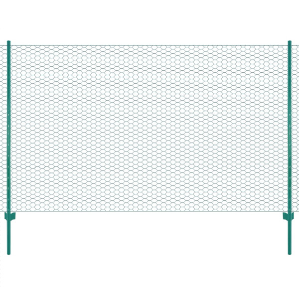 Valla de malla de alambre con postes de acero 25x1.5 m verde