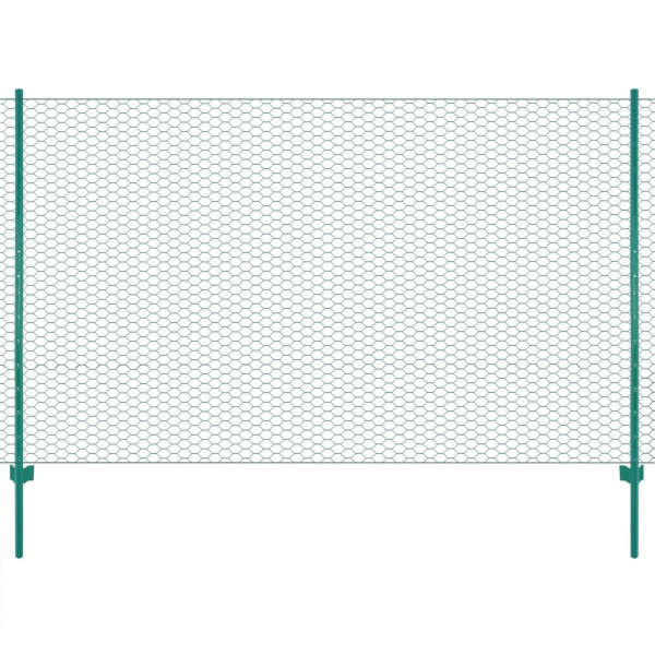 Valla de malla de alambre con postes de acero 25x2 m verde