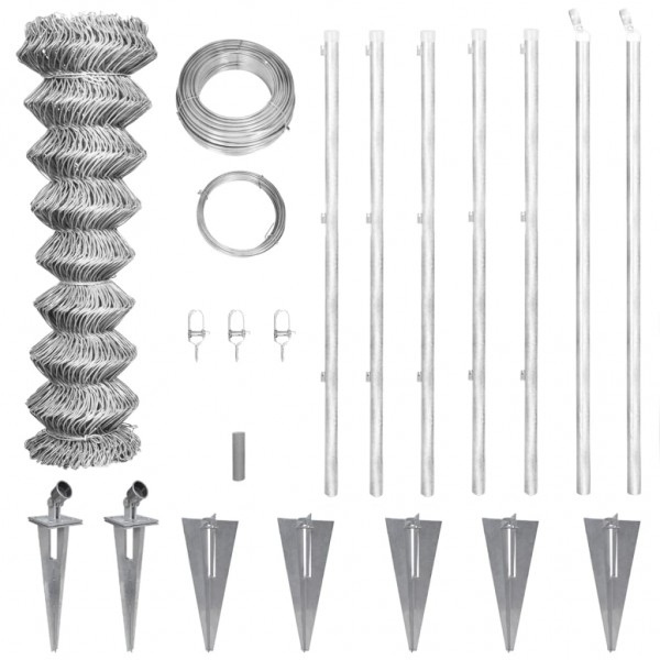 Valla metálica con estacas postes acero galvanizado 15x1.25 m