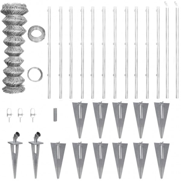 Valla metálica con estacas postes acero galvanizado 25x1.25 m