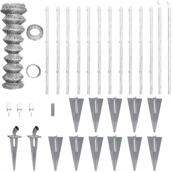 Valla metálica con estacas postes acero galvanizado 25x1.5 m