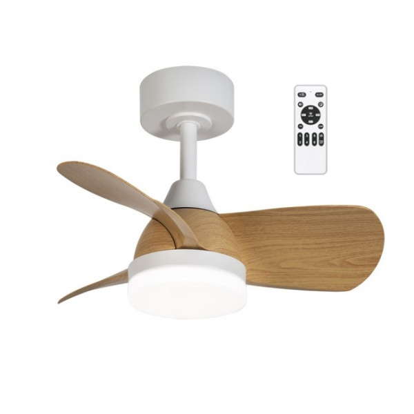 Ventilador de techo LED Borse Mini Blanco+Haya CCT Dim (18W)