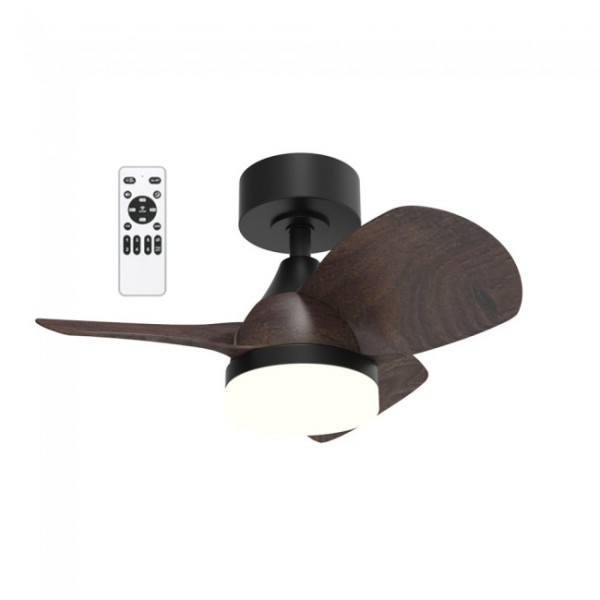 Ventilador de techo LED Borse Mini Negro+Roble CCT Dim (18W)